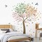Colorful Large Tree Wall Stickers Tree with Flower Birds Peel and Stick Wall Art Decals(Multi)